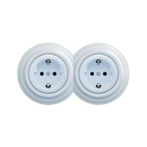 lap - Priză dublă retro SCHUKO 230 V cu ramă, albastră imagine