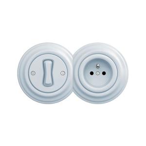 lap - Retro întrerupător unipolar nr. 1 și priză 230 V, cu ramă albastră imagine