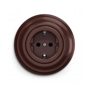 lap - Priză retro casnică cu ramă, SCHUKO 230 V/16 A, maro imagine