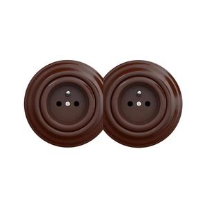 Priză dublă retro cu ramă, 230V, maro - lap imagine