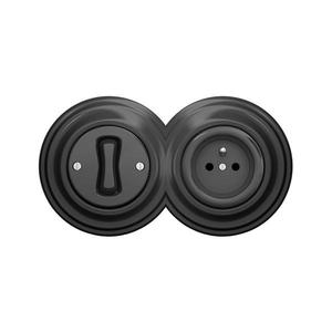 lap - Retro întrerupător unipolar nr. 1 și priză 230 V cu ramă antracit imagine