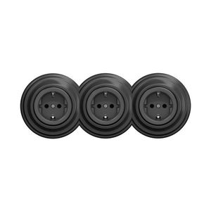 lap - Priză triplă retro cu ramă SCHUKO 230V, antracit imagine