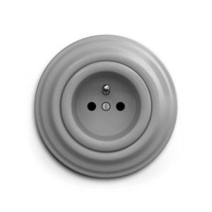 Priză retro de perete cu ramă lap, 230 V, gri imagine