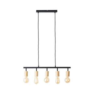 Brilliant TIFFANY - lustru suspendat pe cablu, 5x E27, 28W, 230V, negru/bambus imagine
