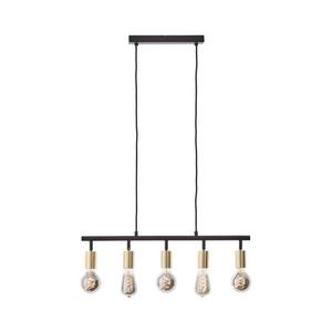 Brilliant - Lustră suspendată pe cablu TIFFANY, 5x E27/28W/230V, negru/alamă imagine