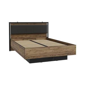 Pat dublu cu spațiu de depozitare OREN 140x200 cm, maro/negru imagine