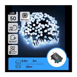 Instalație LED de Crăciun de exterior 50xLED/8 funcții 3xAA 5, 3m IP44 alb rece imagine