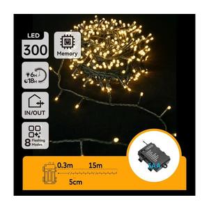 Instalație LED de Crăciun de exterior 300xLED/8 funcții 3xAA 15, 3m IP44 alb cald imagine