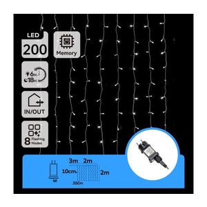Instalație LED de Crăciun de exterior 200xLED/8 funcții 5x2m IP44 alb rece imagine