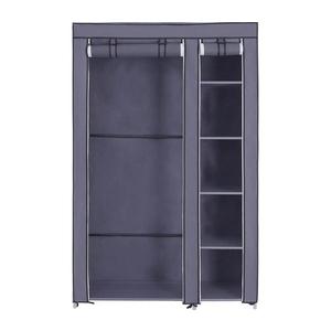 Dulap textil cu rafturi și bară pentru umerașe MATIS 110x175 cm gri imagine