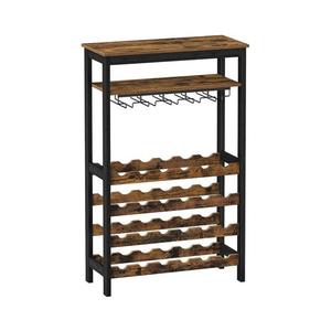 Raft multifuncțional pentru vin și pahare NAVARO, maro/negru imagine