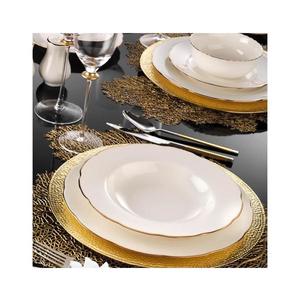 Set de veselă 83 piese, porțelan alb cu accente cupru imagine