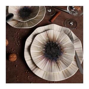 Set veselă 24 piese, porțelan, maro imagine