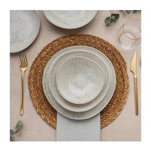 Set de veselă 24 piese, gri, din porțelan imagine