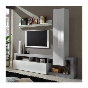 Compoziție living LENOR alb/gri, aspect beton imagine