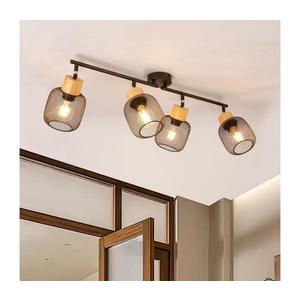 Brilagi - Plafonieră cu spoturi BASKLITE 4xE27/15W/230V lemn de cauciuc/negru imagine