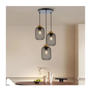 Brilagi - Lustra suspendată pe cablu BASKLITE 3xE27/15W/230V, lemn de cauciuc/negru imagine