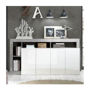 Comodă LENOR, alb/gri cu aspect beton imagine