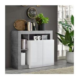 Comodă LENOR albă/gri, cu efect beton imagine