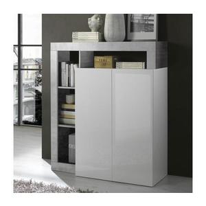 Comodă LENOR, alb/gri, finisaj beton imagine