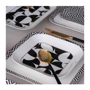 Set veselă 26 piese, porțelan, alb/negru imagine