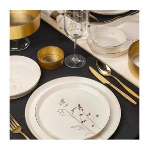 Set de veselă 27 piese alb/auriu/porțelan imagine