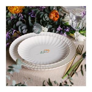 Set veselă 27 piese, porțelan, alb/auriu imagine