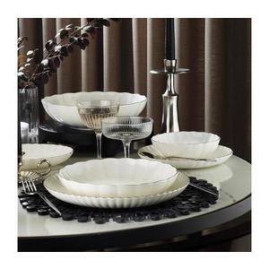 Set de veselă 27 piese din porțelan, alb cu accente argintii imagine