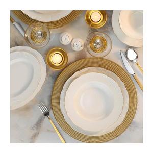 Set de masă 26 piese din porțelan alb cu accente aurii imagine