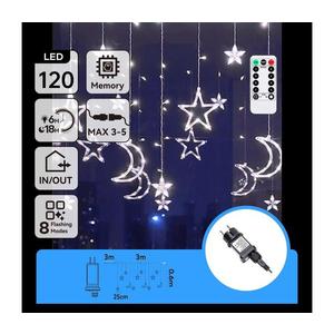 - Ghirlandă LED pentru exterior/Crăciun, 120 LED, 6 W, 230 V, 8 funcții, 3 x 0, 6 m, IP44, alb rece imagine