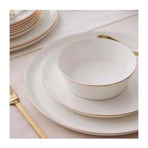 Set de veselă 24 piese din porțelan alb, cu accente aurii imagine