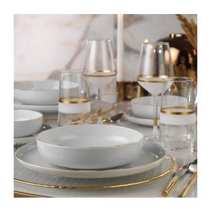 Set de masă, 24 piese, porțelan alb cu accente aurii imagine