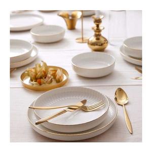 Set de 18 piese din porțelan, alb cu accente aurii imagine