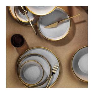 Set de 16 piese pentru masă, porțelan, gri/auriu imagine