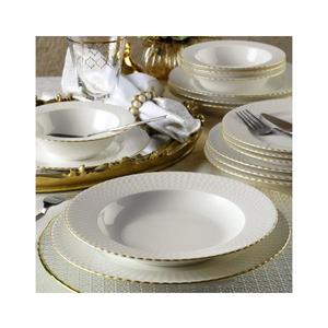Set veselă 18 piese, porțelan alb cu accente aurii imagine