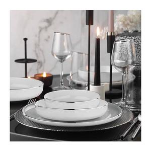 Set de veselă, 18 piese, porțelan, alb/argintiu imagine