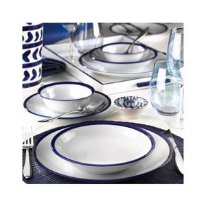 Set de veselă din porțelan, 24 piese, alb/albastru imagine