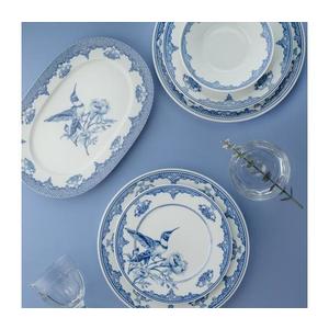 Set veselă 26 piese alb/albastru/porțelan imagine