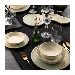 Set de veselă din porțelan, 27 piese, bej/verde imagine