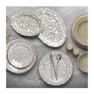 Set de veselă din porțelan, 29 piese, maro/verde imagine