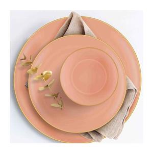 Set veselă, 24 piese, ceramică, somon/auriu imagine