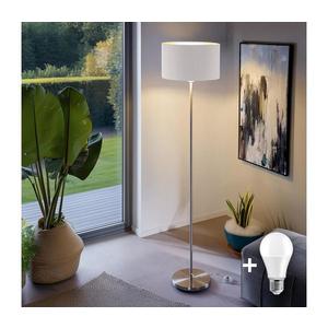 Lampă LED de podea TUNJA 1xE27/20W/230V, Ø 38 cm, crom mat/alb imagine
