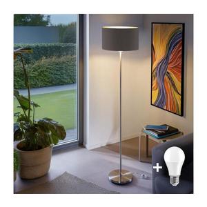 Lampă de podea LED TUNJA, 1x E27/20W/230V, Ø 38 cm, crom mat/taupe imagine