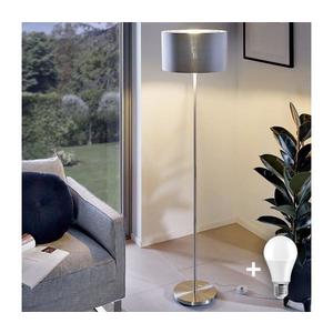 Lampă LED de podea TUNJA 1xE27/20W/230V, diametru 38 cm, crom mat/gri imagine