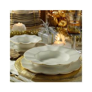Set de veselă 24 piese, porțelan alb cu detalii aurii imagine