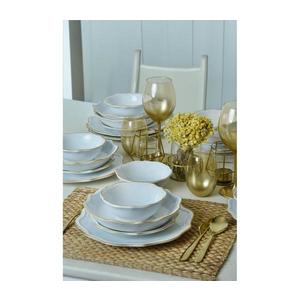 Set de masă 24 piese alb/auriu/ceramică vitrificată imagine