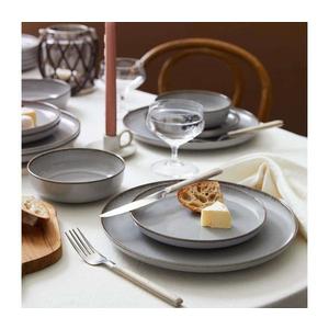 Set de veselă, 24 piese, gri, porțelan imagine