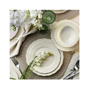 Set de veselă din porțelan, 24 piese, alb/auriu imagine