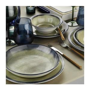 Set veselă din porțelan, 26 piese, albastru/maro imagine