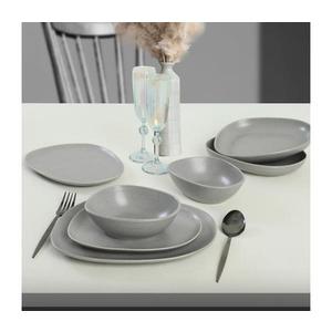 Set de veselă, 24 piese, gri, din ceramică imagine